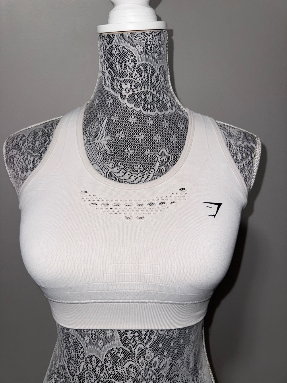 Gymshark White Seamless Laser-Cut Sports Bra